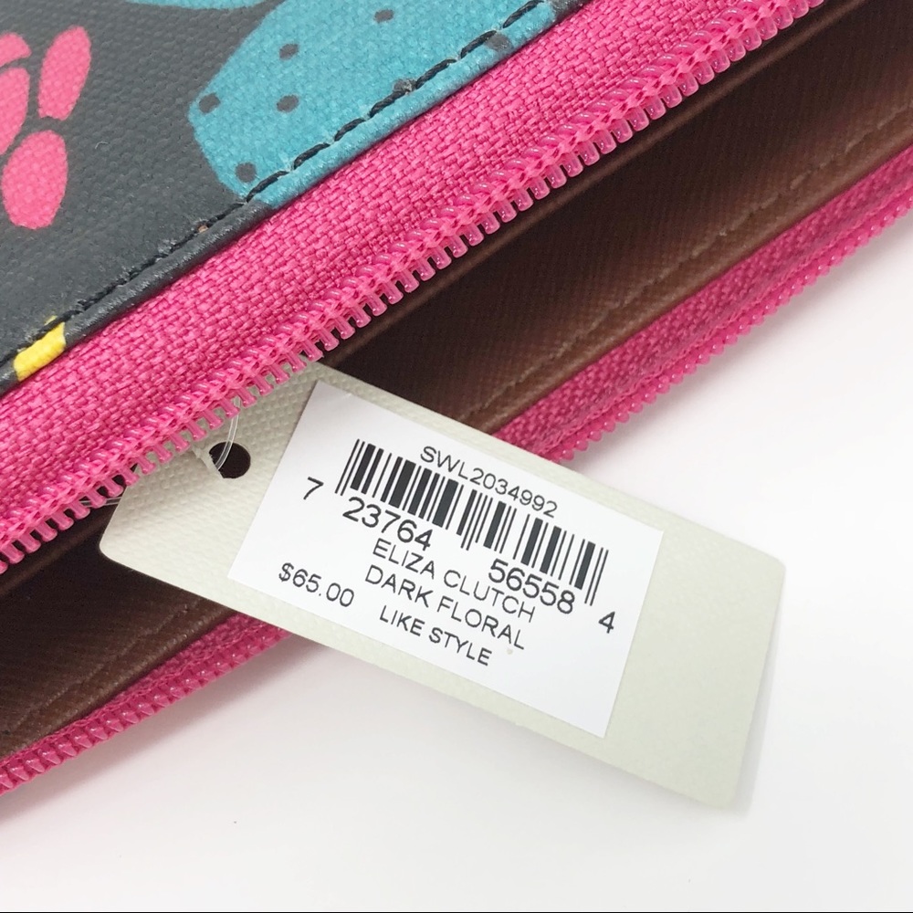 Fossil | Eliza Clutch Wallet Dark Floral Print Zip - Picture 7 of 7